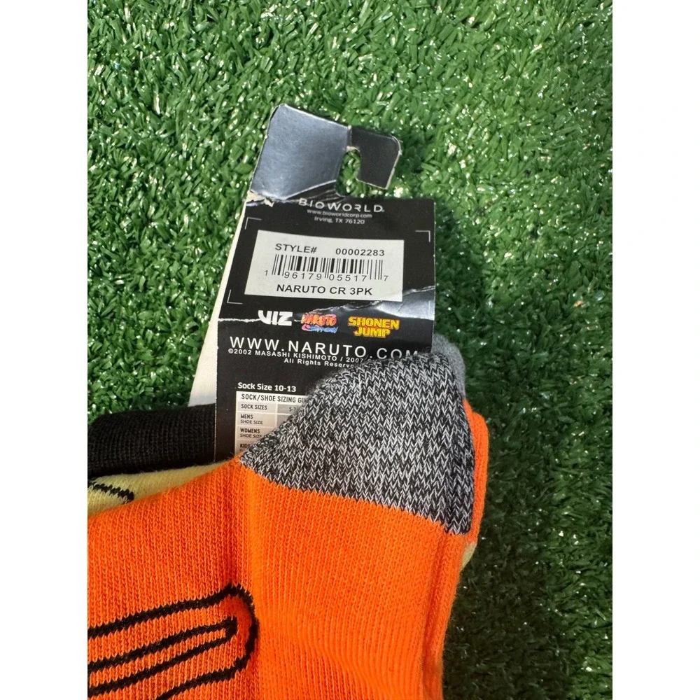 Naruto Shippuden Mens Crew Socks 3 Pack Ichiraku Ramen Orange Black Sz 8-12 NEW‎